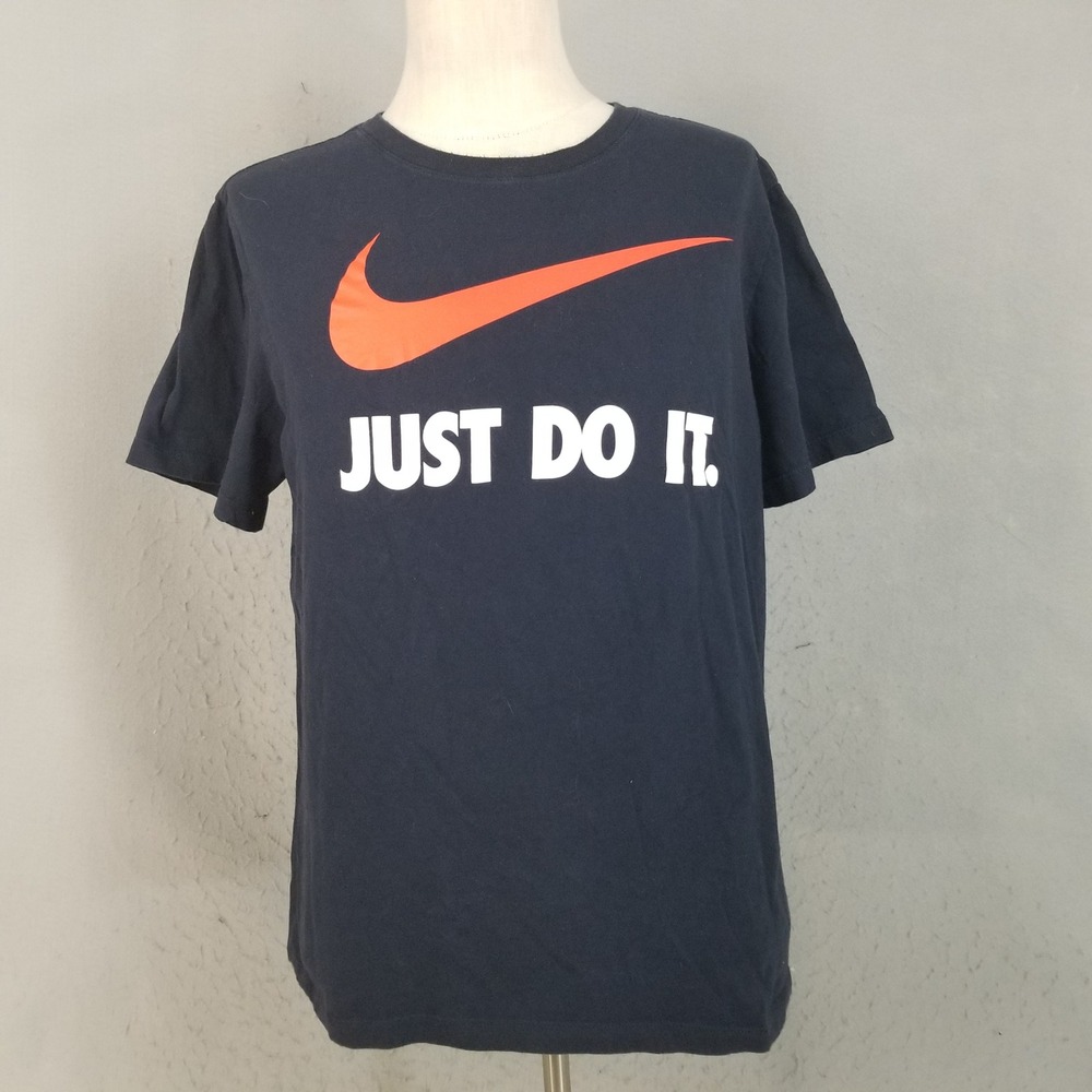 Nike T-Shirt Mens L Navy Just Do It Swoosh Graphic Short Sleeve Athletic Tee
